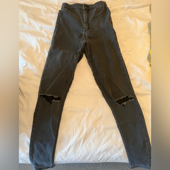 ! 2 for 20 ! TOPSHOP WASHED GRAY SKINNY HIGH WAISTED RIPPED JEANS JONI - Picture 3 of 9